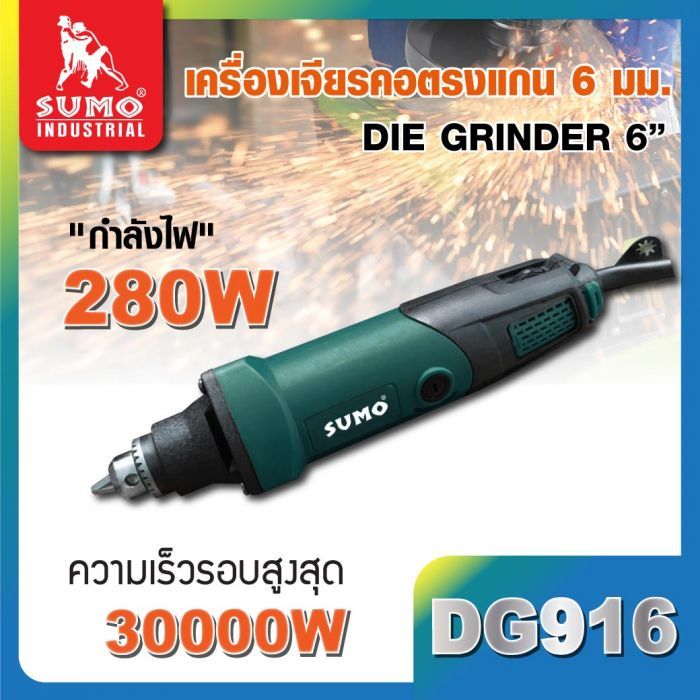 เครื่องเจียรคอตรงแกน 6mm รุ่น DG916