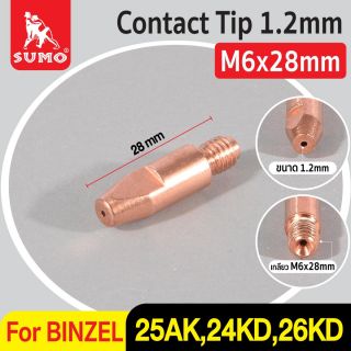 Contact Tip 1.2mm M6x28mm BINZEL 25AK,24KD,26KD