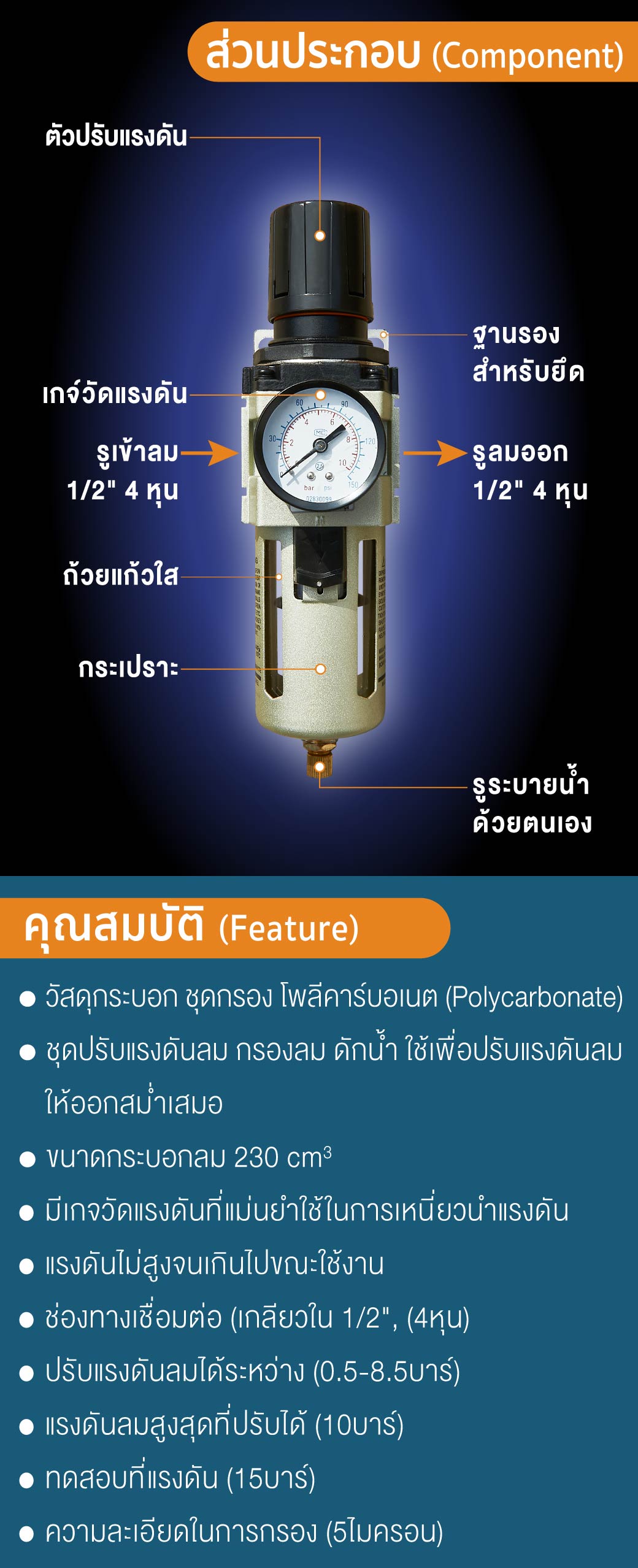 ชุดกรองลมปรับแรงดันลม