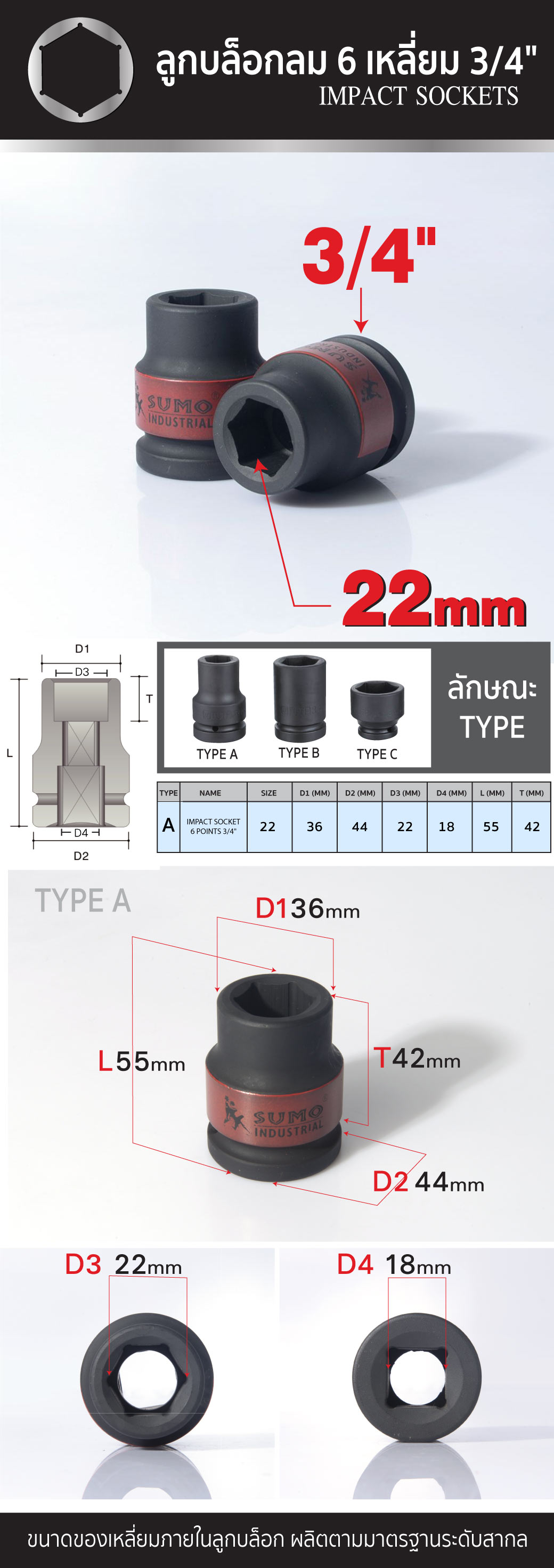 ลูกบล็อกลม impact socket