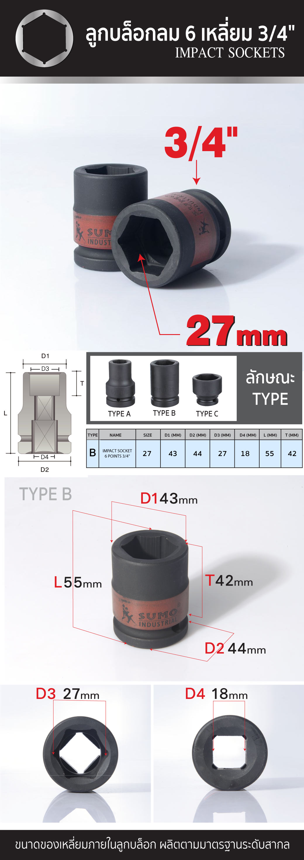 ลูกบล็อกลม impact socket