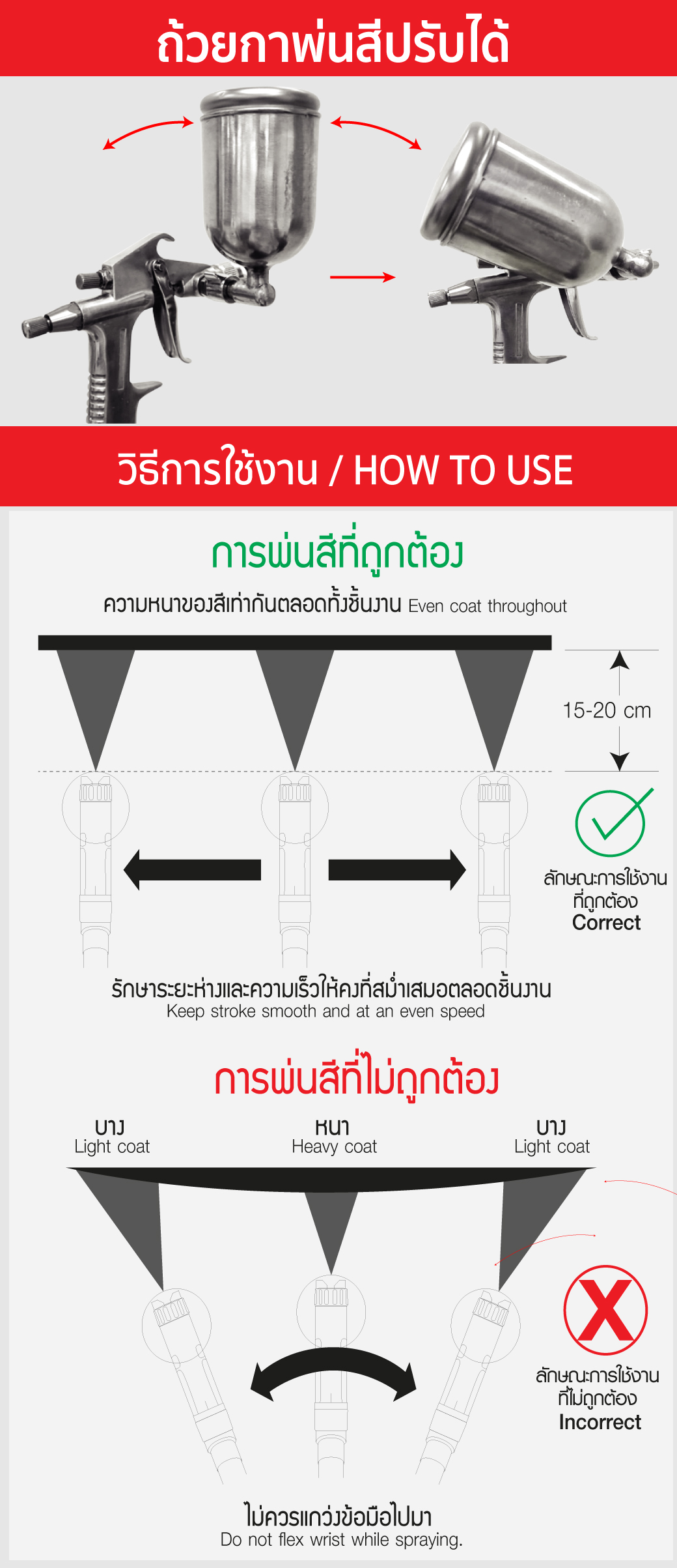 กาพ่นสี กาบน ชนิดออกข้าง รุ่น V3 0.5mm