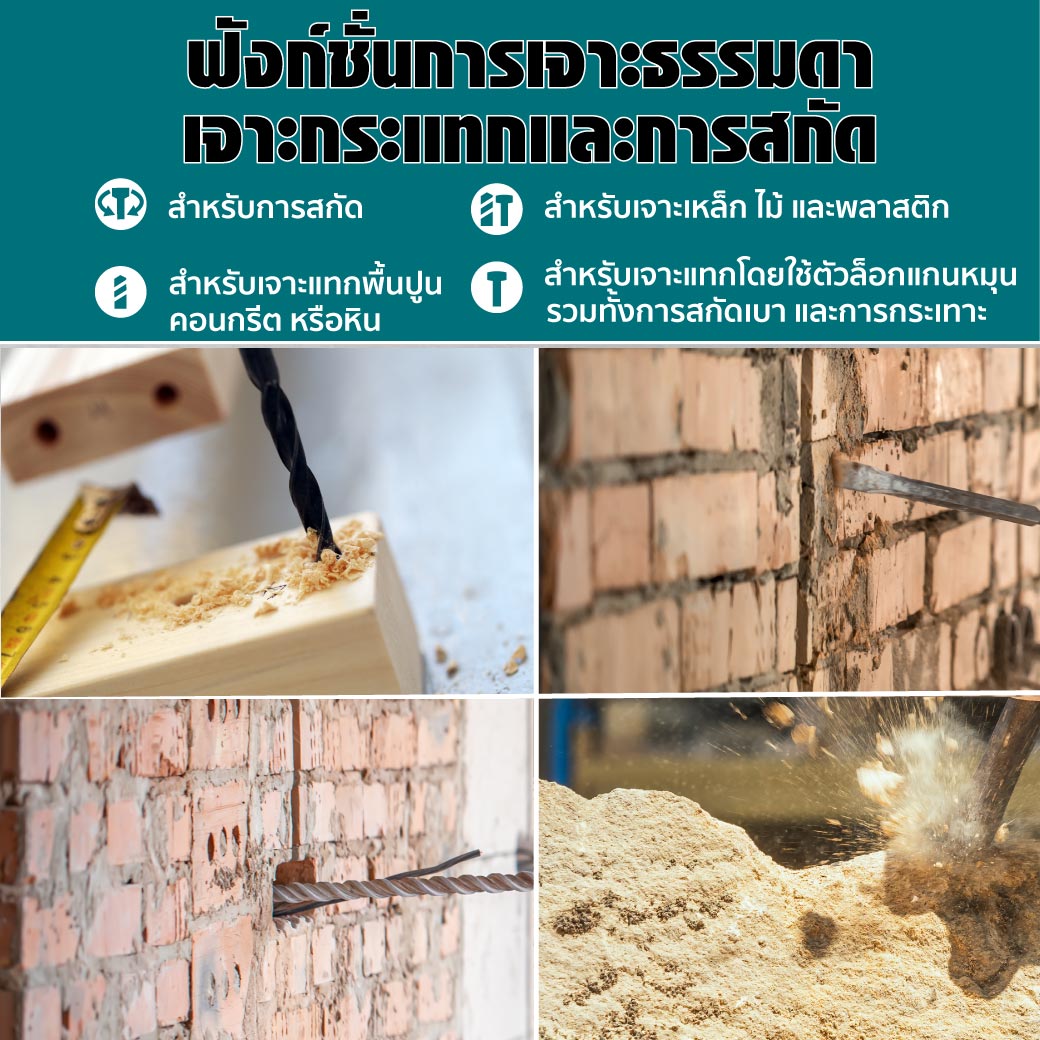 สว่านโรตารี่ไร้สาย 3 ระบบ