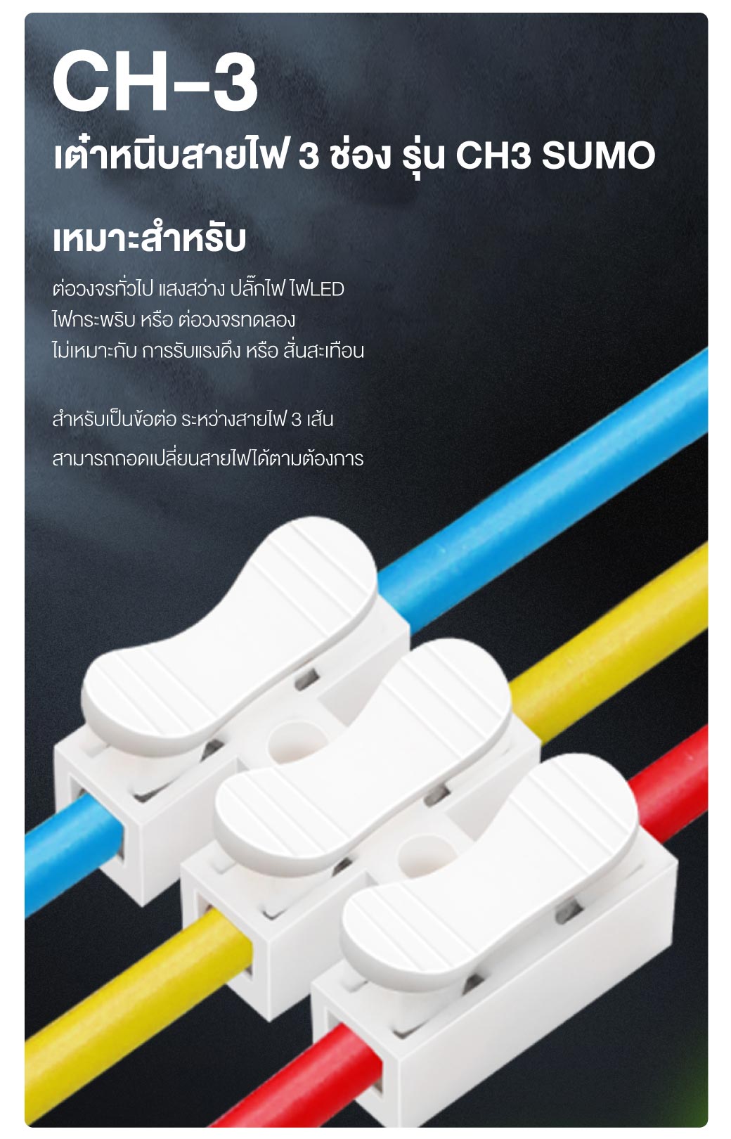 เต๋าหนีบสายไฟ 3 ช่อง