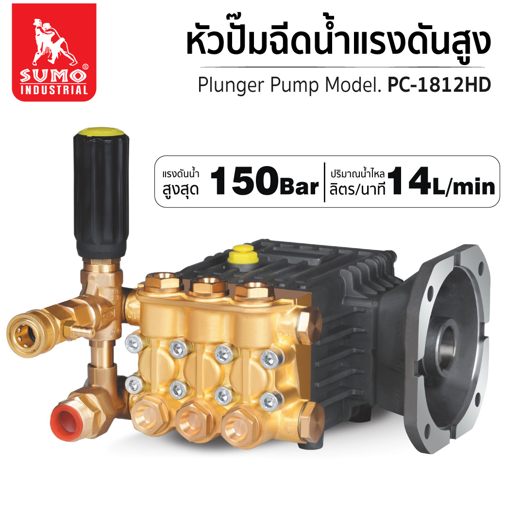 หัวปั๊มเครื่องอัดฉีด สำหรับงานคาร์แคร์ อุตสาหกรรม หรืองานล้างทำความสะอาดที่ต้องใช้เวลาต่อเนื่องและยาวนาน ใช้ประกอบกับเครื่องฉีดน้ำแรงดันสูง รุ่น HW130 และ HW150 หรือมอเตอร์ไฟฟ้าทุกรุ่นที่มีขนาดเพลา 28 มม. ความเร็วรอบมอเตอร์ 1450RPM แรงดันใช้งาน 130-150 bar ปริมาณน้ำ 14 ลิตร/นาที กำลังไฟ 2.2 - 3 KW. น้ำหนักหัวปั๊ม 9.5 KG.